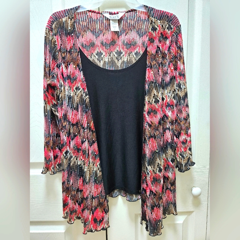 Karen Hart Women's 3/4 Sleeves Sparkly Cardigan Blouse Top Size Medium.